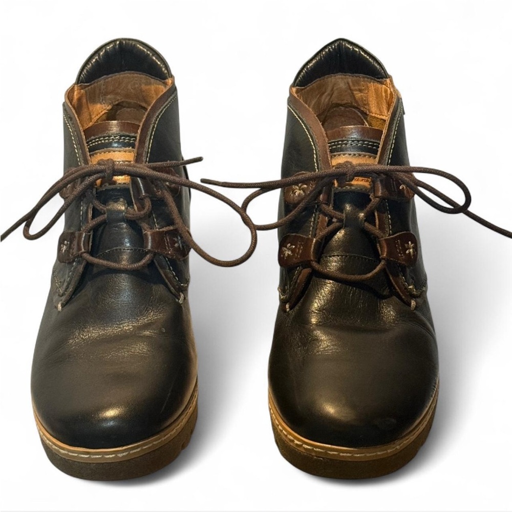 Pikolinos Zafiro & Olma Maple Leather wedge boot Sz 8.5